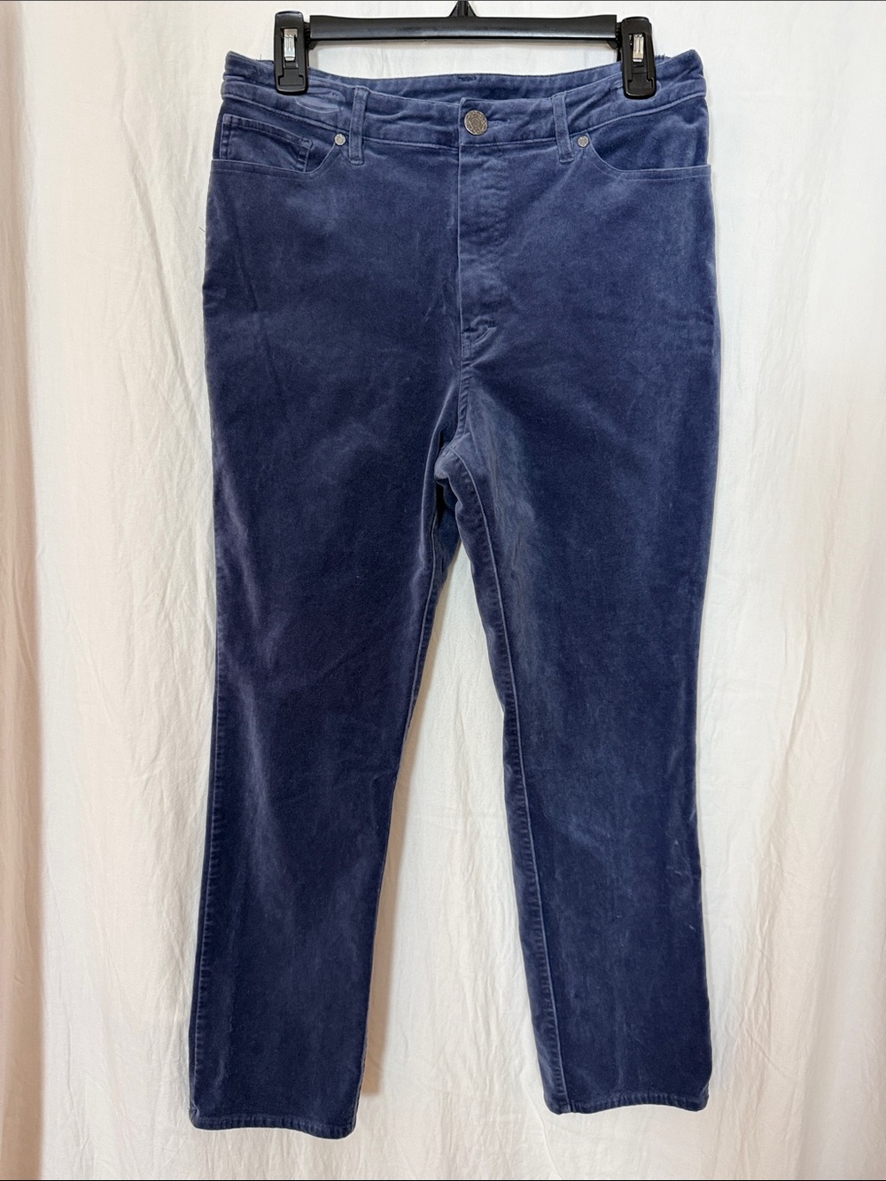 Soft Surroundings Navy Straight Leg Velvet Jeans